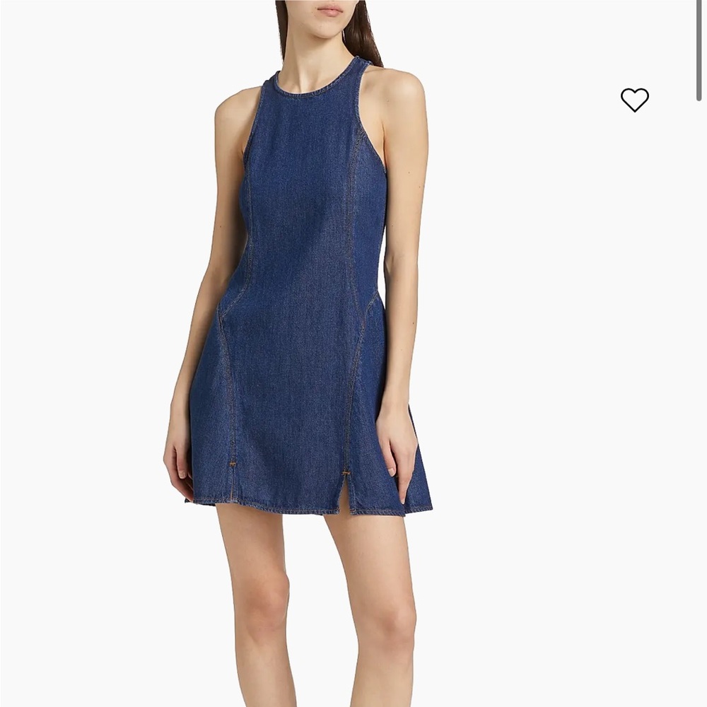 Re/done Denim Split-Front Racerback Mini Dress